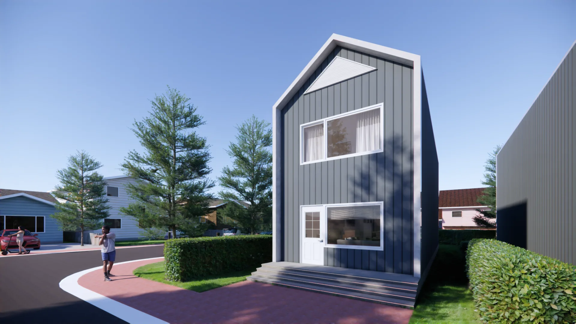 The Allen steel-framed infill home rendering
